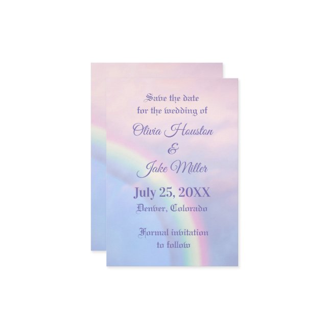 Rainbow of hope - pastel,  save the date (Front/Back In Situ)