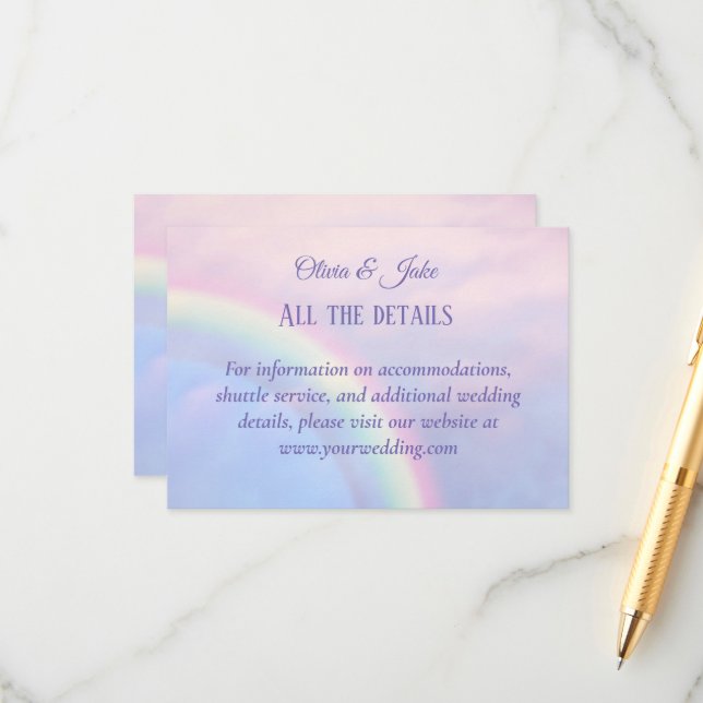 Rainbow of hope - pastel, wedding  enclosure card (Front/Back In Situ)