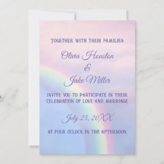 Rainbow of hope - pastel, wedding  invitation