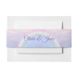 Rainbow of hope - pastel, wedding  invitation belly band