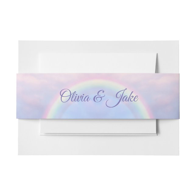 Rainbow of hope - pastel, wedding  invitation belly band (Front Example)