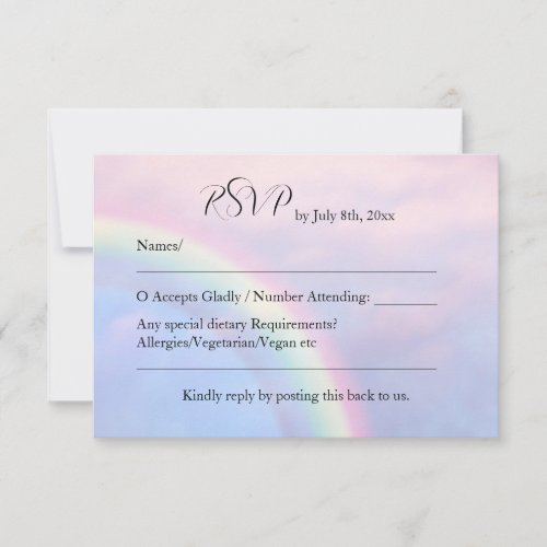 Rainbow of hope _ pastel wedding RSVP card