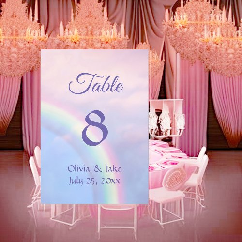 Rainbow of hope _ pastel wedding   table number