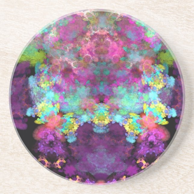 Rainbow of Lichens Sandstone Coaster (Front)