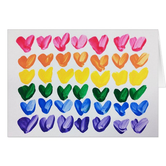 Rainbow of Love - Fun Colorful Hand Painted Hearts (Front Horizontal)