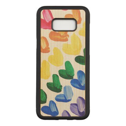 Rainbow of Love - Fun Colorful Hand Painted Hearts Carved Samsung Galaxy S8+ Case