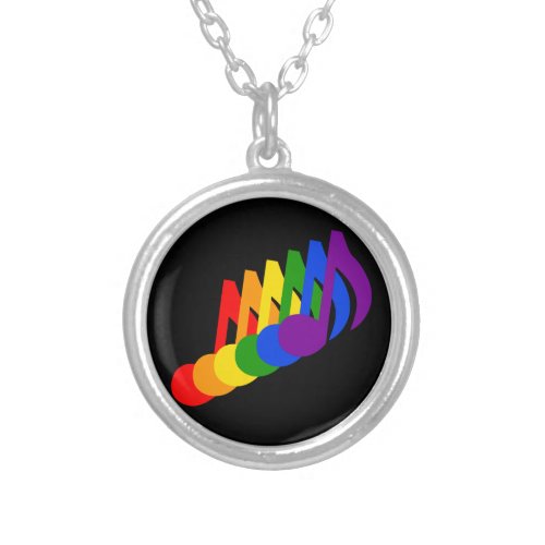 Rainbow of Musical Notes Silver Plated Necklace