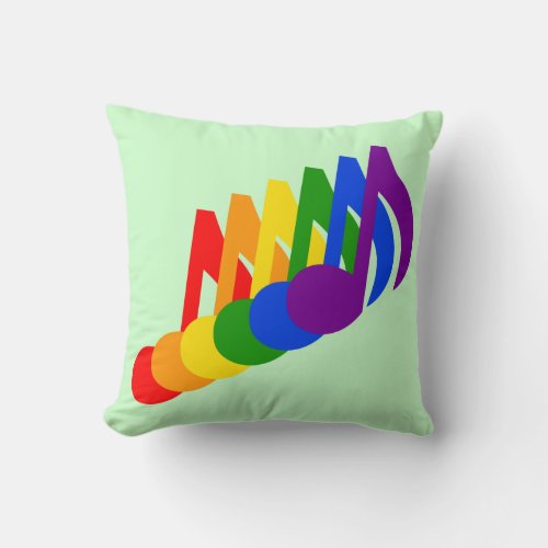 Rainbow of Musical Notes Throw Pillow
