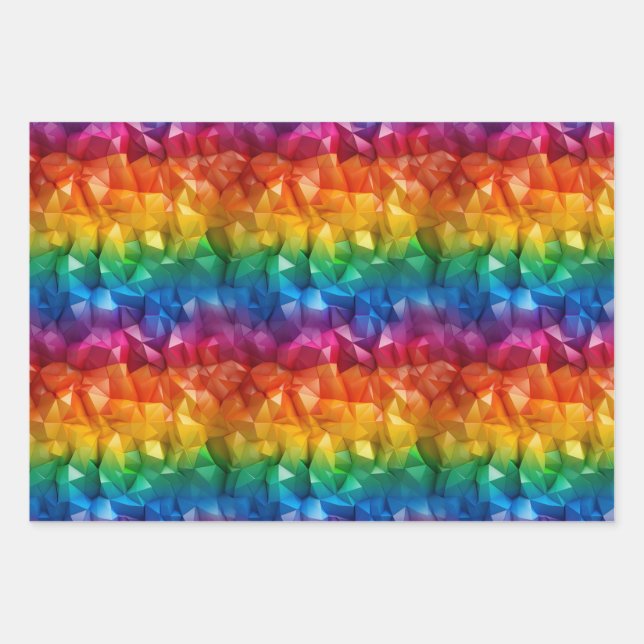Rainbow of origami  wrapping paper sheets (Front)