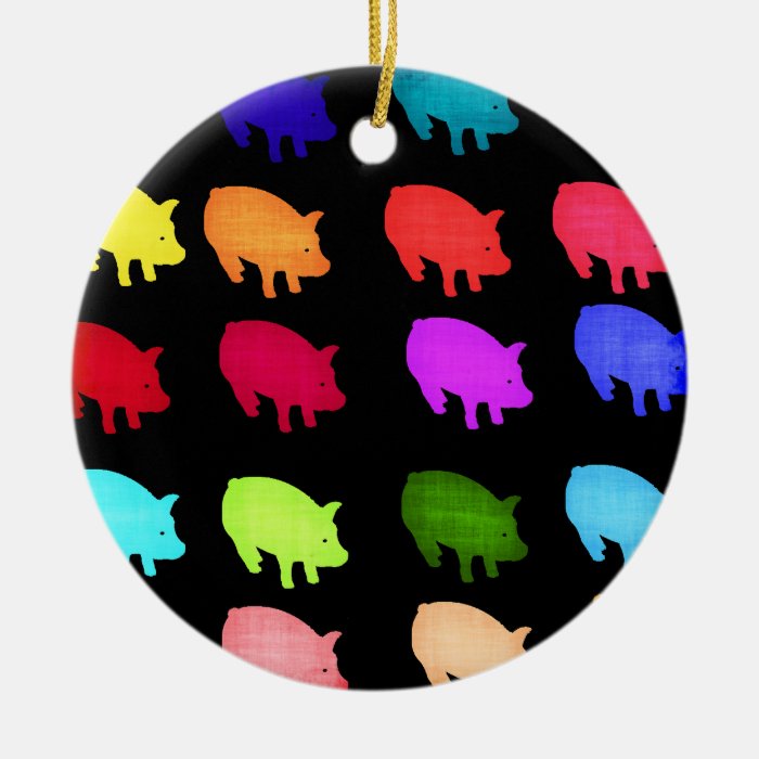 Rainbow Of Piggies Christmas Ornaments