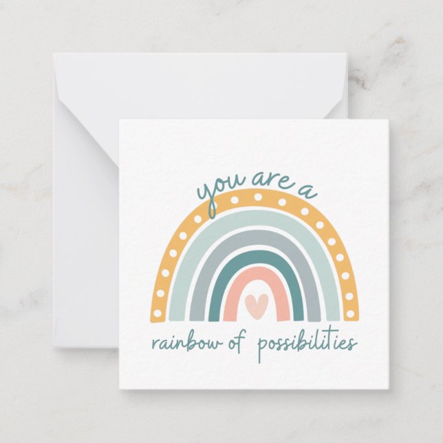 Rainbow of Possibilities - Pastel Positive Vibes Note Card (Front)