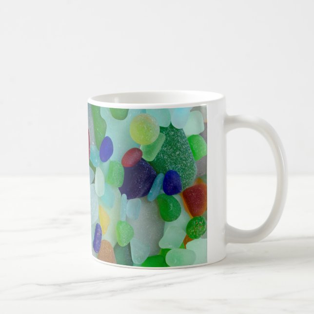 Rainbow of sea glass, beach glass mug (Right)