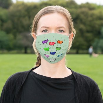 Rainbow Of Sheep Adult Cloth Face Mask by Crazy_Card_Lady at Zazzle