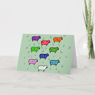 Rainbow Of Sheep Holiday Card