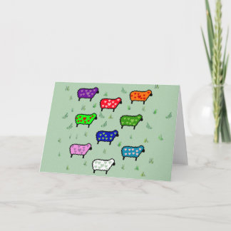 Rainbow Of Sheep Holiday Card