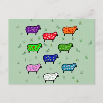Rainbow Of Sheep Postcard by Crazy_Card_Lady at Zazzle