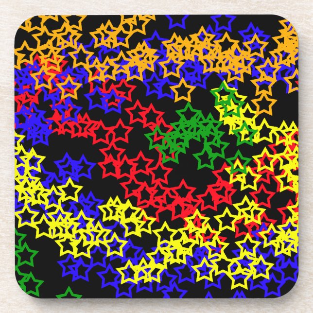 Rainbow of Stars on Clear Background Beverage Coaster (Front)