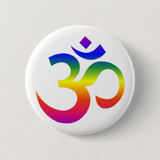 Rainbow ohm design (Om or Aum Indian sacred sound) Button (Front)