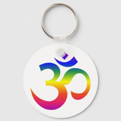 Rainbow ohm design Om or Aum Indian sacred sound Keychain