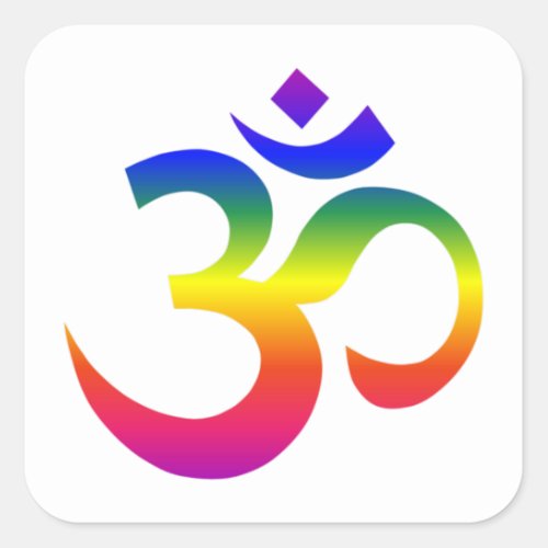 Rainbow ohm design Om or Aum Indian sacred sound Square Sticker