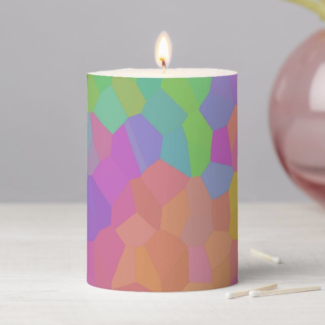 Rainbow Oil Mosaics Pillar Candle (In Situ)