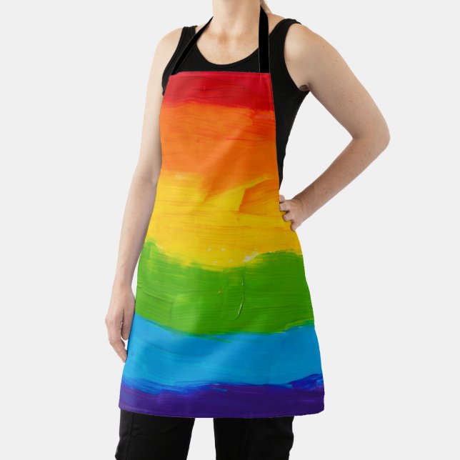 Rainbow Oil Paint LGBT – Colorful Gay Pride Home Apron (Insitu)