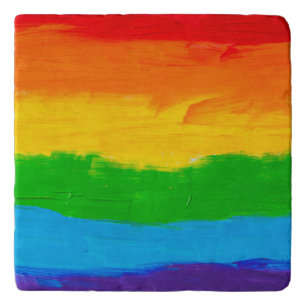Rainbow Oil Paint LGBT Glass Coaster – Colorful