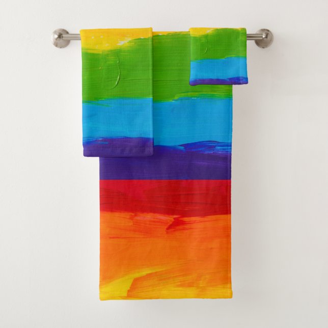 Rainbow Oil Paint Pride Bath Towel Set – LGBTQ+  (Insitu)