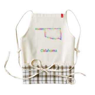 Rainbow Oklahoma map Zazzle HEART Apron