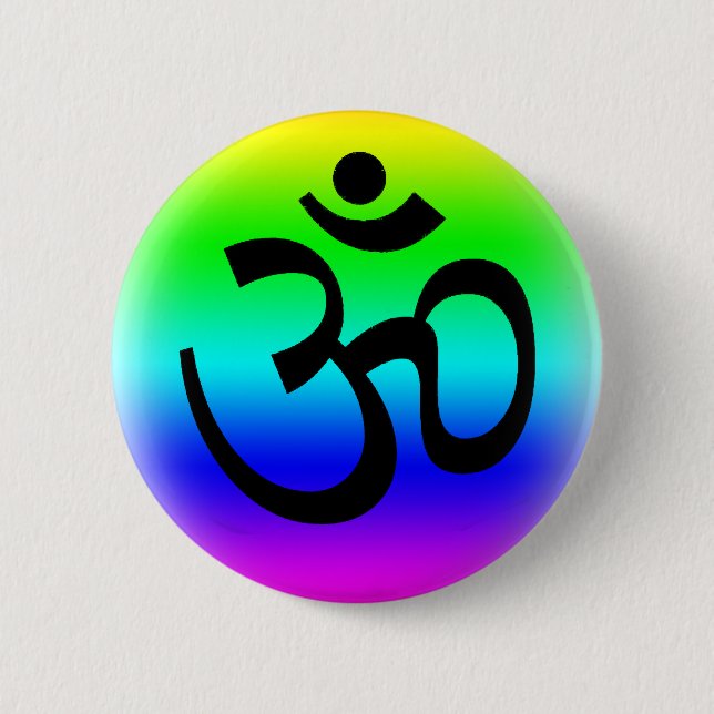 Rainbow Om Button (Front)