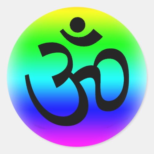 Rainbow Om Classic Round Sticker