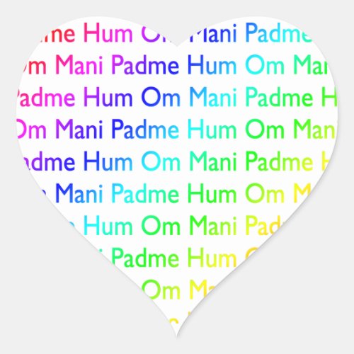 Rainbow Om Mani Padme Hum Heart Sticker