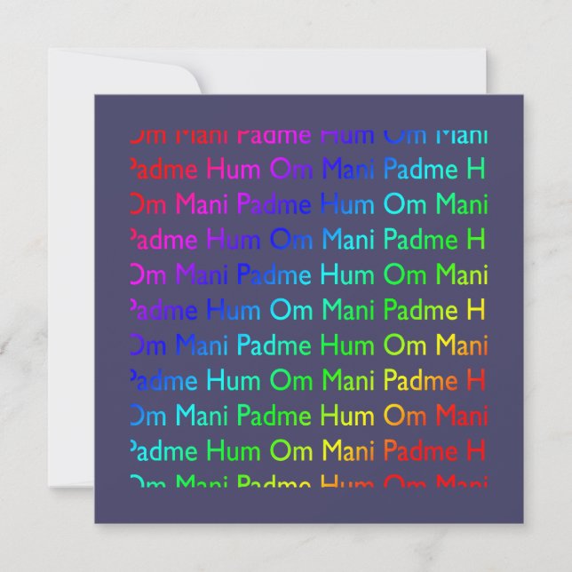 Rainbow Om Mani Padme Hum on Purple Invitation (Front)