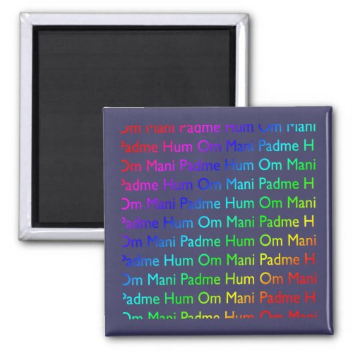 Rainbow Om Mani Padme Hum on Purple Magnet