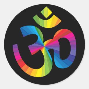 Rainbow Om Sign Classic Round Sticker