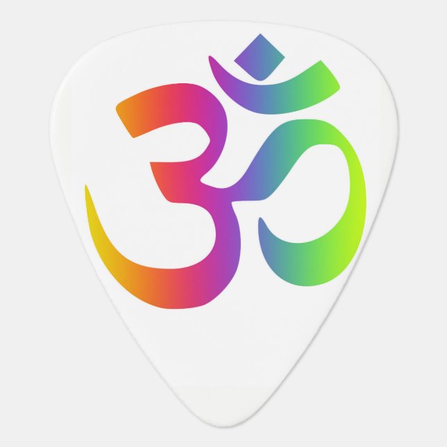 Rainbow Om Symbol Multi Color Meditation ombre Guitar Pick (Front)