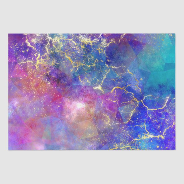 Rainbow Ombre and Gold Fire Opal Pattern Tissue Paper (Front)