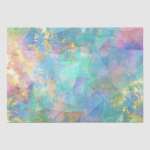 Rainbow Ombre and Gold Fire Opal Pattern Tissue Paper