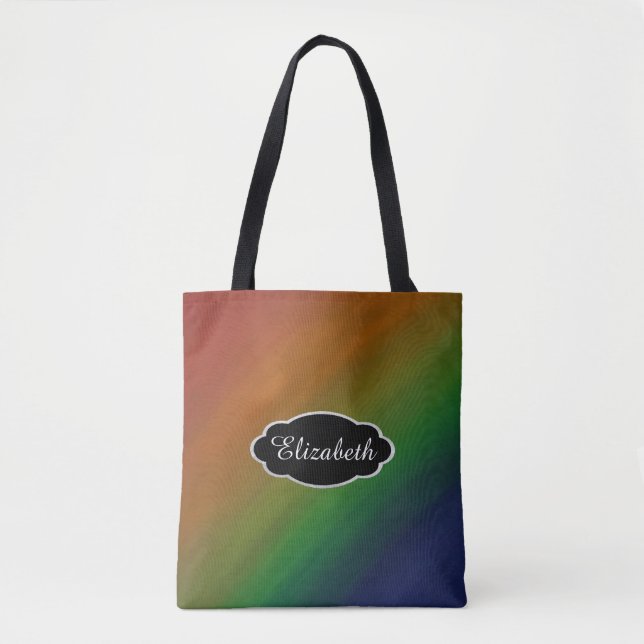 Rainbow Ombre | Bold Colorful Pride Flag Abstract Tote Bag (Front)