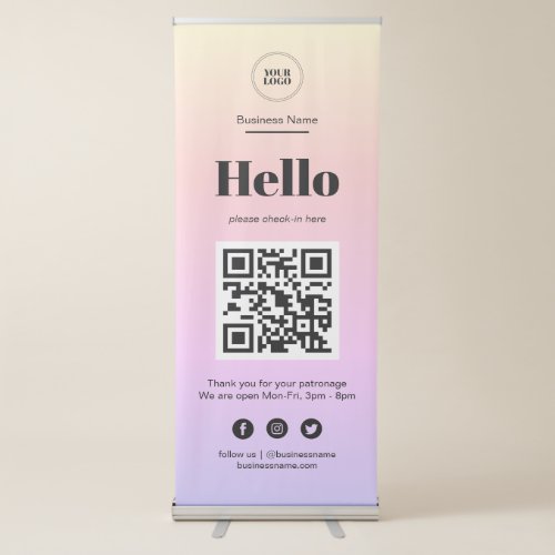 Rainbow Ombre Business Covid QR Code Check_In Retractable Banner