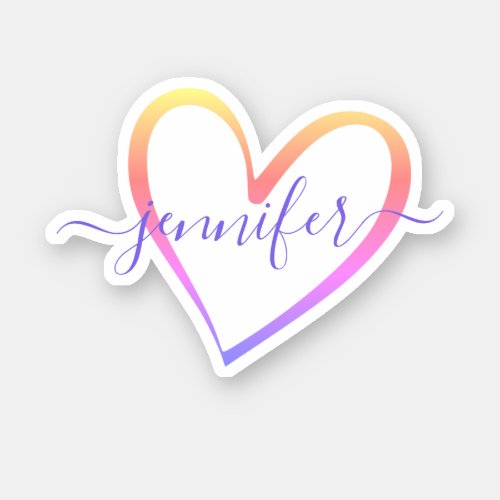 Rainbow Ombre Calligraphy Calligraphic Font Name Sticker