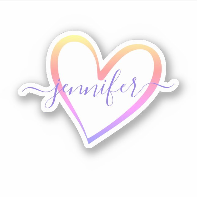 Rainbow Ombre Calligraphy Calligraphic Font Name Sticker (Front)