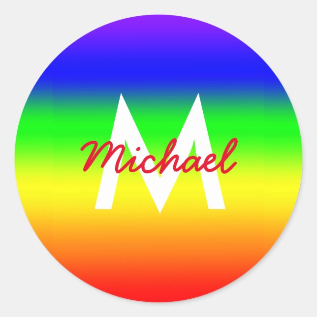 Rainbow Ombre Classic Round Sticker (Front)