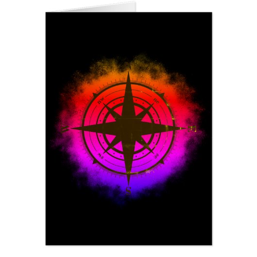 Rainbow Ombre Compass Star Silhouette Cards (Front)