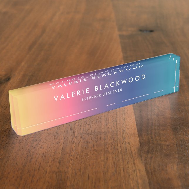 Rainbow Ombre Desk Name Plate (Side)
