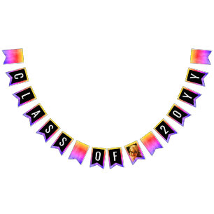 Rainbow Ombre Faux Glitter Graduation Party Bunting Flags