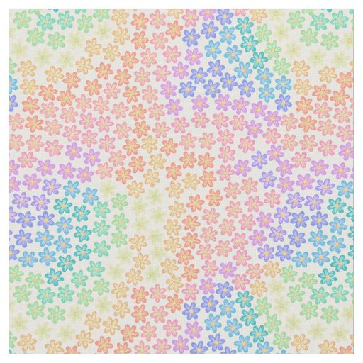Rainbow Ombre Flowers Pattern Fabric