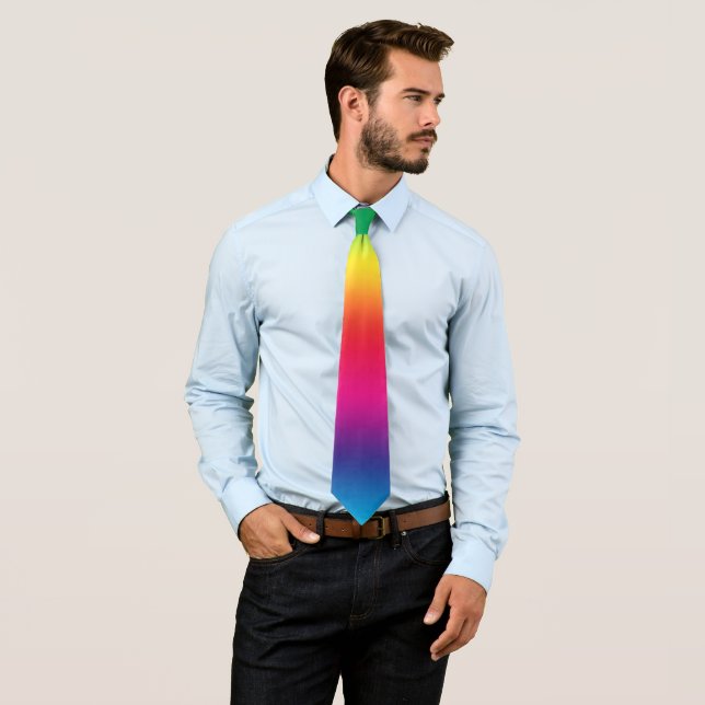 Rainbow Ombre Gay Pride Business Office Work Neck Tie (In Situ)