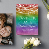 Rainbow Ombre Gay Wedding Save the Date