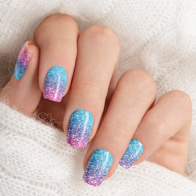 Rainbow Ombre Glam Glitter Minx Nail Wraps (Creator Uploaded)